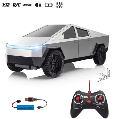 1:24 RC Cybertruck Camioneta a Control Remoto 4WD con Motores Duales, Luces LED y Juguete de Coche RC Todoterreno de 27MHz para Niños