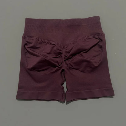 HISTELLO Pantalones cortos de yoga sin costuras de 4.5" para mujer – Pantalones cortos deportivos de talle bajo con efecto fruncido para gimnasio, fitness, correr y ropa deportiva