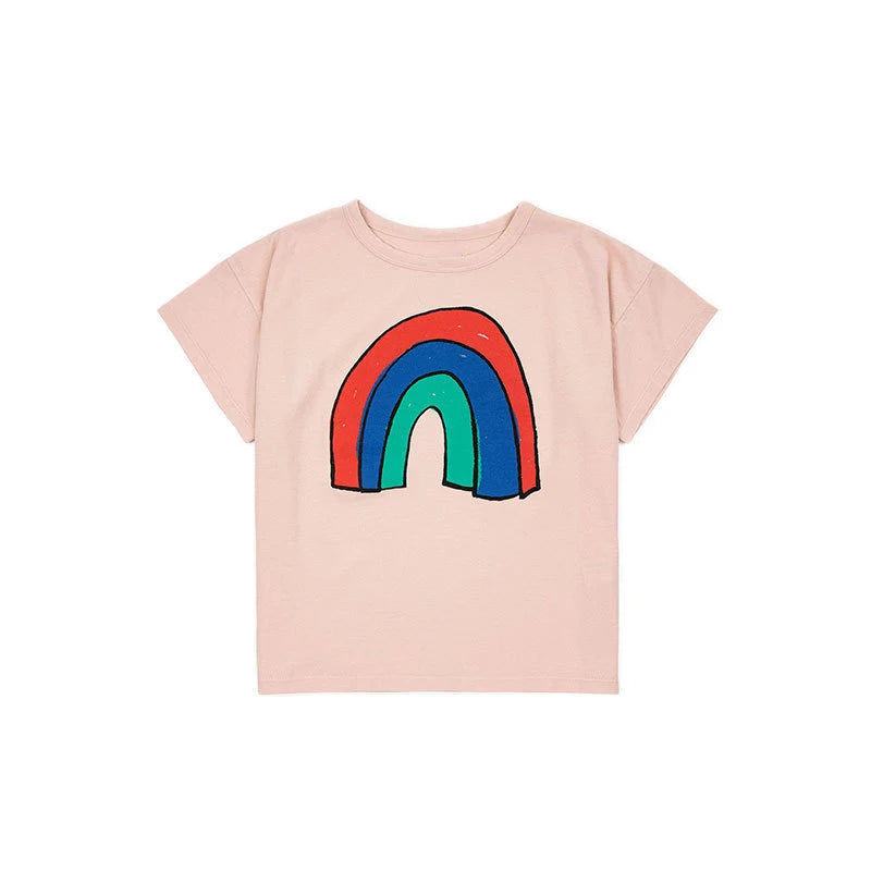 Camiseta de algodón con dibujos animados para niños 2025 – Top de manga corta estilo coreano de primavera-verano para bebés niños y niñas, ropa exterior informal para uso diario.