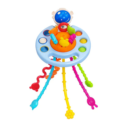 Juguete Sensorial de Silicona Montessori con Cuerda para Bebés – Mordedor Sonajero para Bebés de 6 a 12 Meses