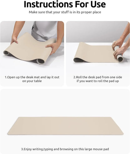 Alfombrilla de escritorio grande de cuero PU - Mouse Pad antideslizante y protector de escritorio para laptop, teclado, oficina y juegos