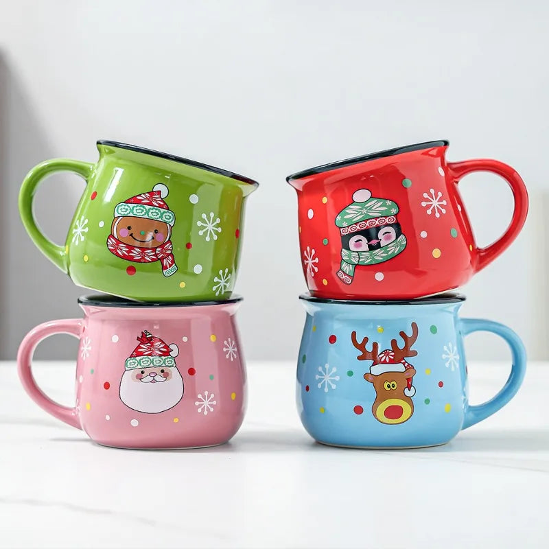 150ML Christmas Santa Claus Ceramic Mug – Cute Cartoon Coffee & Milk Cup for Kids, Office & Home, Festive Xmas Gift