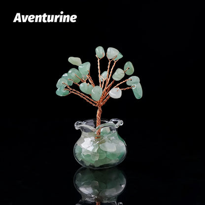 Arbre à vœux en cristal naturel – Arbre à vœux bonsaï en cristal Feng Shui de guérison Reiki pour la décoration de la maison, du bureau et de la table