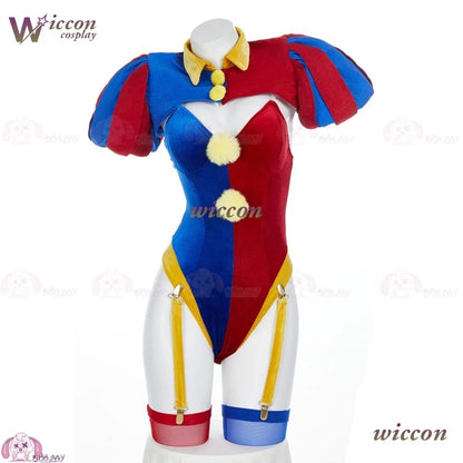 Clown Circus Cosplay Costume – Original Design Adult Set (Pomnii Wig, Hat, Velvet Skirt, Carnival/Christmas Outfit)