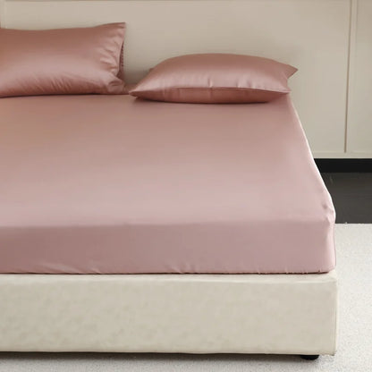 Luxury Mulberry Silk Fitted Sheet – Soft Elastic Mattress Cover for Single, Double, Queen & King Beds