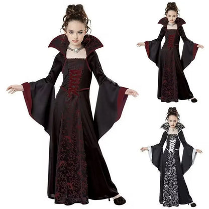 Halloween Witch Vampire Cosplay Costume for Kids Girls – Carnival Dress-Up Party Performance Fancy Dress Outfit