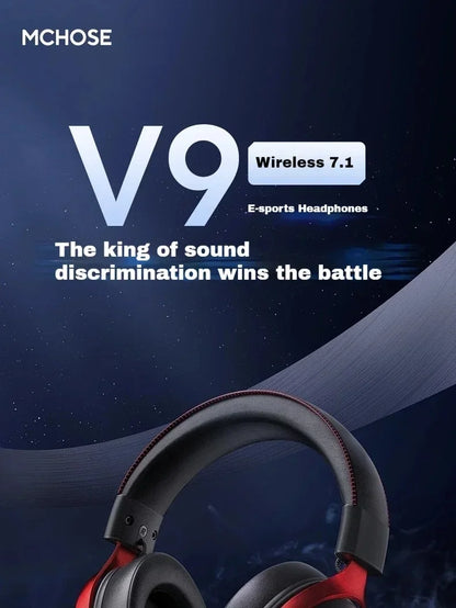 Casque de Jeu Sans Fil MCHOSE V9 Pro 3 Modes – Casque d'Esports Bluetooth, 2.4 GHz & Filaire avec Microphone Anti-Bruit