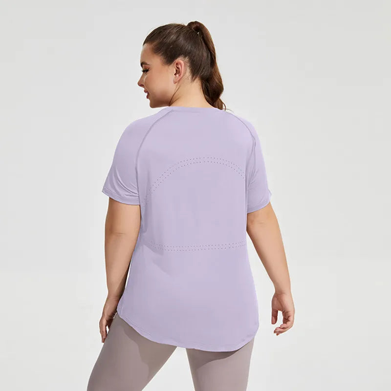 Plus Size Women's Sports T-Shirt – Short-Sleeve Breathable Fitness & Yoga Top for Gym, Running, Training & Everyday Activewear