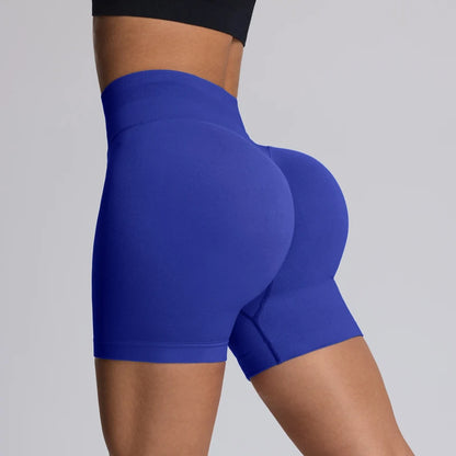 Shorts de yoga femme taille haute gainant sans couture pour l'entraînement, la salle de sport, la course et le fitness, à fort impact