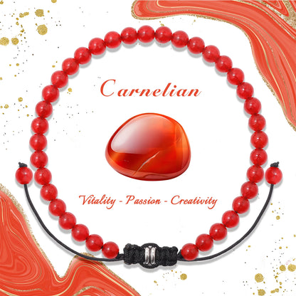 Bracelet perles de tourmaline noire naturelle – Bracelet ajustable tressé en corde avec carte cadeau pour hommes et femmes