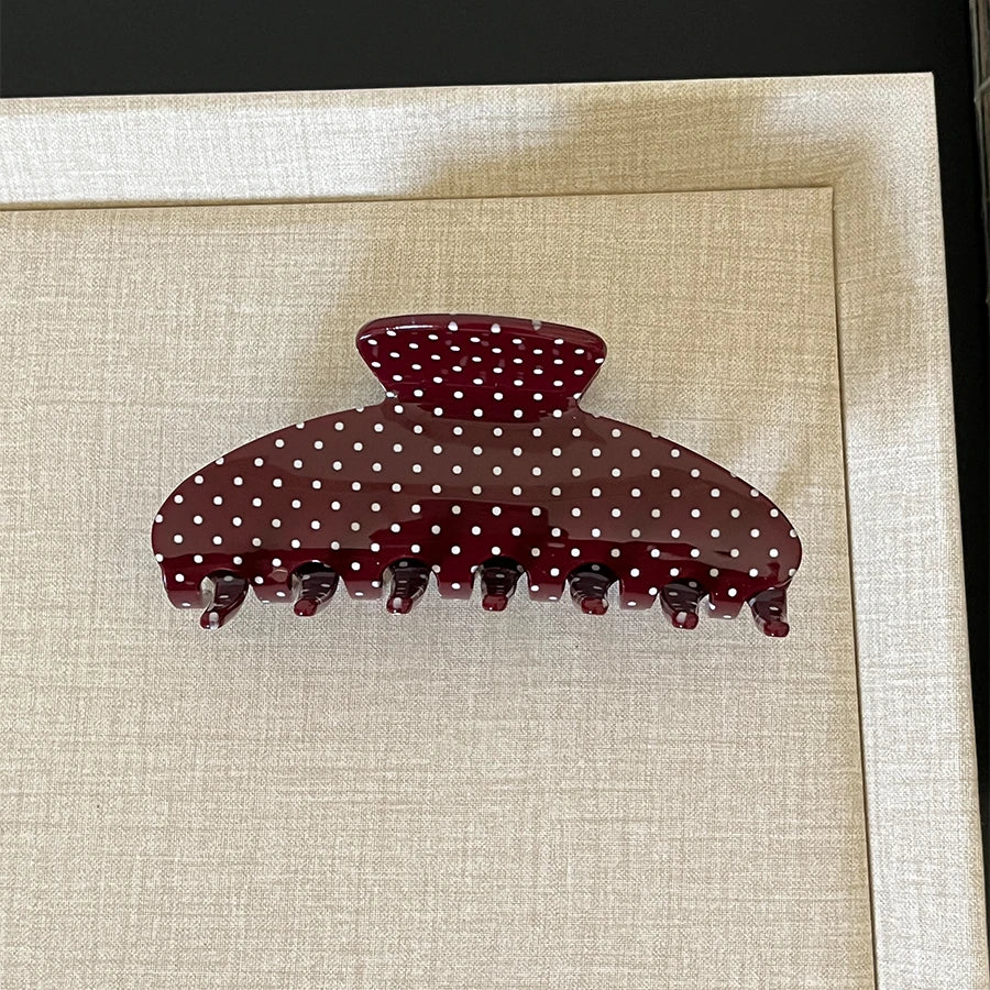 Pinzas grandes para el pelo – Pinzas antideslizantes de sujeción fuerte con estampado de cuadros y lunares retro para mujeres y niñas | Accesorios de moda para el día a día