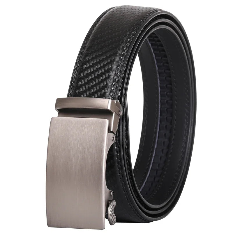 Plyesxale Men's Brown Leather Belt 2026 – Automatic Buckle Vintage Belt for Jeans, Luxury-Style Casual Waist Strap, Ceinture Homme B9