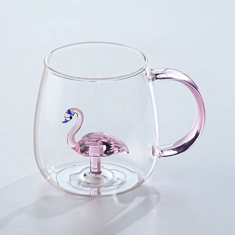 3D Animal Glass Coffee Mug – Heat-Resistant Figurine Drinking Cup with Cute Squirrel & Cactus Design, Novelty Christmas Gift for Women