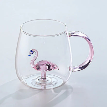 3D Animal Glass Coffee Mug – Heat-Resistant Figurine Drinking Cup with Cute Squirrel & Cactus Design, Novelty Christmas Gift for Women