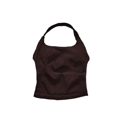 Top Deportivo Largo con Tiras para Mujer NCLAGEN – Top Halter Acolchado para Gimnasio, Yoga, Pilates, Correr y Entrenamientos de Fitness