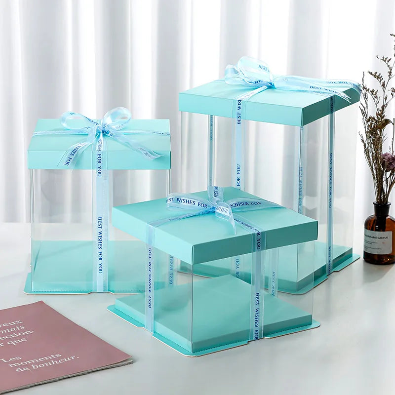 Boîte Cadeau Transparente pour Gâteaux, pour Boulangeries, Desserts, Mariages, Anniversaires et Emballages de Fête