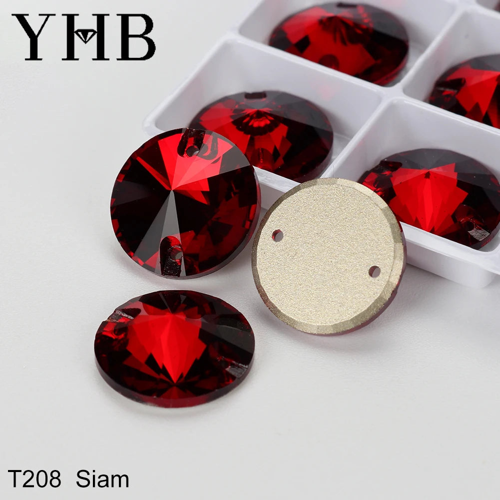 Strass à coudre YHB Crystal Rivoli – Pierres à coudre plates en verre pour vêtements, sacs et artisanat de bricolage
