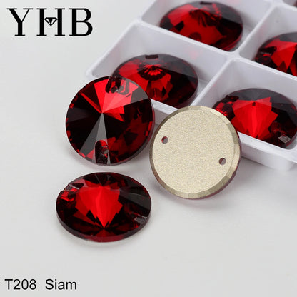 Strass à coudre YHB Crystal Rivoli – Pierres à coudre plates en verre pour vêtements, sacs et artisanat de bricolage