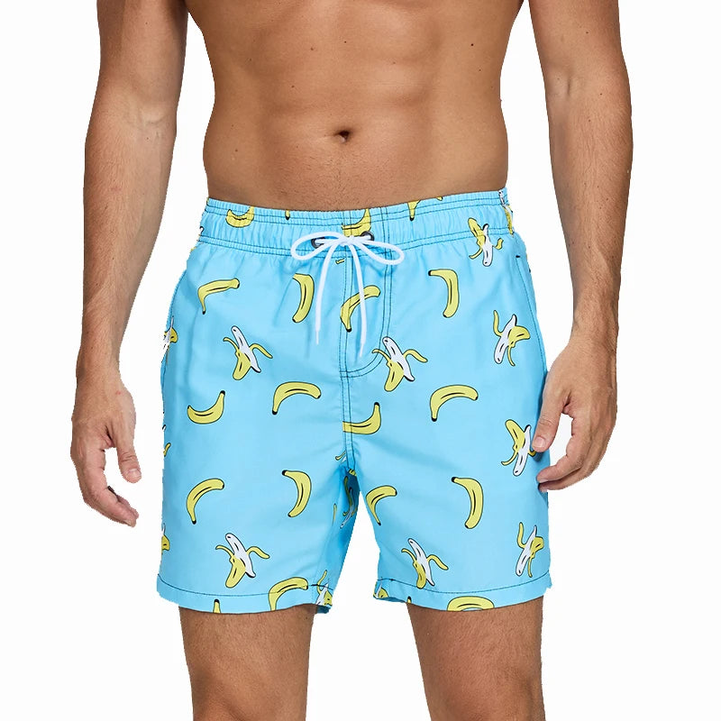 DATIFER Men's Beach Print Swim Shorts – Quick-Dry Surf, Swim & Workout Trunks with Pockets for Summer