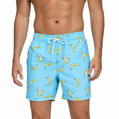DATIFER Men's Beach Print Swim Shorts – Quick-Dry Surf, Swim & Workout Trunks with Pockets for Summer