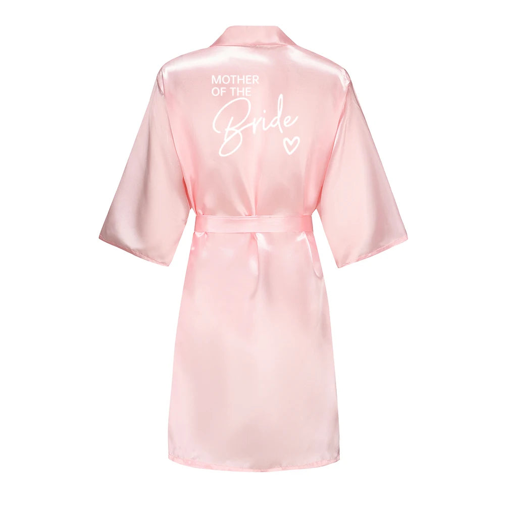 Bata de satén "Team Bride" – Kimono de pijama para fiesta de bodas con estampado de letras blancas | Regalo de despedida de soltera para mujer