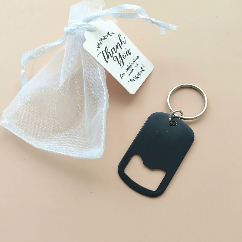 50–100PCS Personalized Engraved Keychain Bottle Openers – Custom Wedding Favors & Guest Gifts with Card for Weddings, Baptisms & Parties