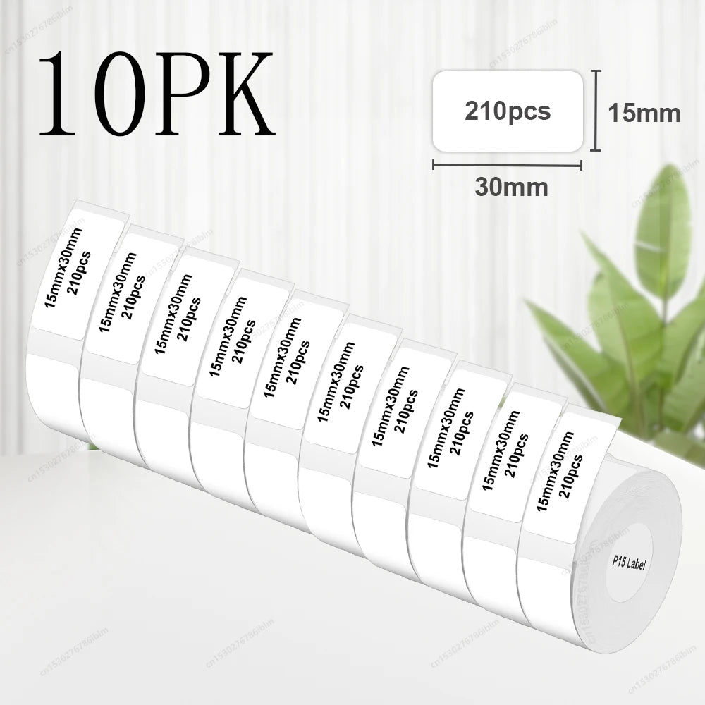 3/5/10PK P15 Thermal Label Paper Stickers – 12x40mm & 15x30mm Self-Adhesive Labels Compatible with Phomemo D30, Q30, Marklife P15/P12 & DELI Q2 Printers