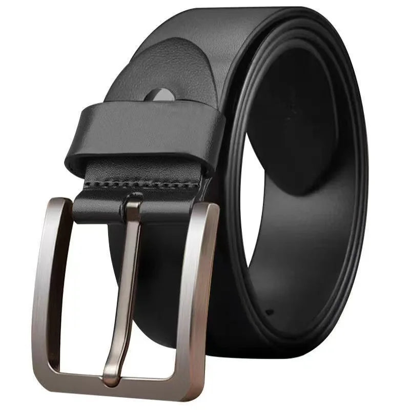 Cinturón de negocios de cuero de PU para hombre, con hebilla de aleación ajustable, para vaqueros y pantalones de vestir