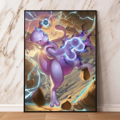 Japanese Anime Pokémon Canvas Wall Art – Pikachu, Charmander & Eevee Watercolor Poster Print Home Decor