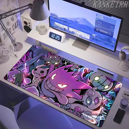 XXL Pokémon Gengar Purple Gaming Mouse Pad – Extended Kawaii Desk Mat (900×400 Keyboard & Mouse Rug for PC & Laptop Setup)