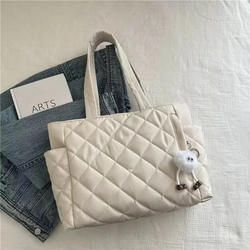 Bolso de hombro acolchado de algodón para mujer, de gran capacidad, para viajes diarios, compras y uso diario