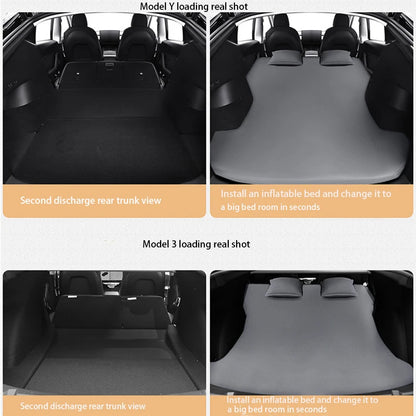 Matelas pneumatique gonflable pour Tesla Model 3 et Model Y (2017–2026) – Lit de voyage en daim pour le camping, les road trips et les aventures en plein air