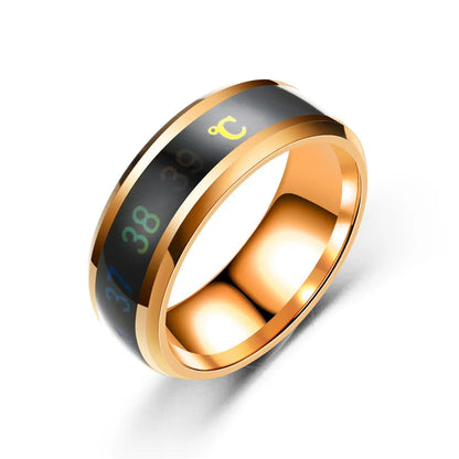 Smart Stainless Steel Couples Ring Mood Color Changing Waterproof Body Temperature Measuring Ring