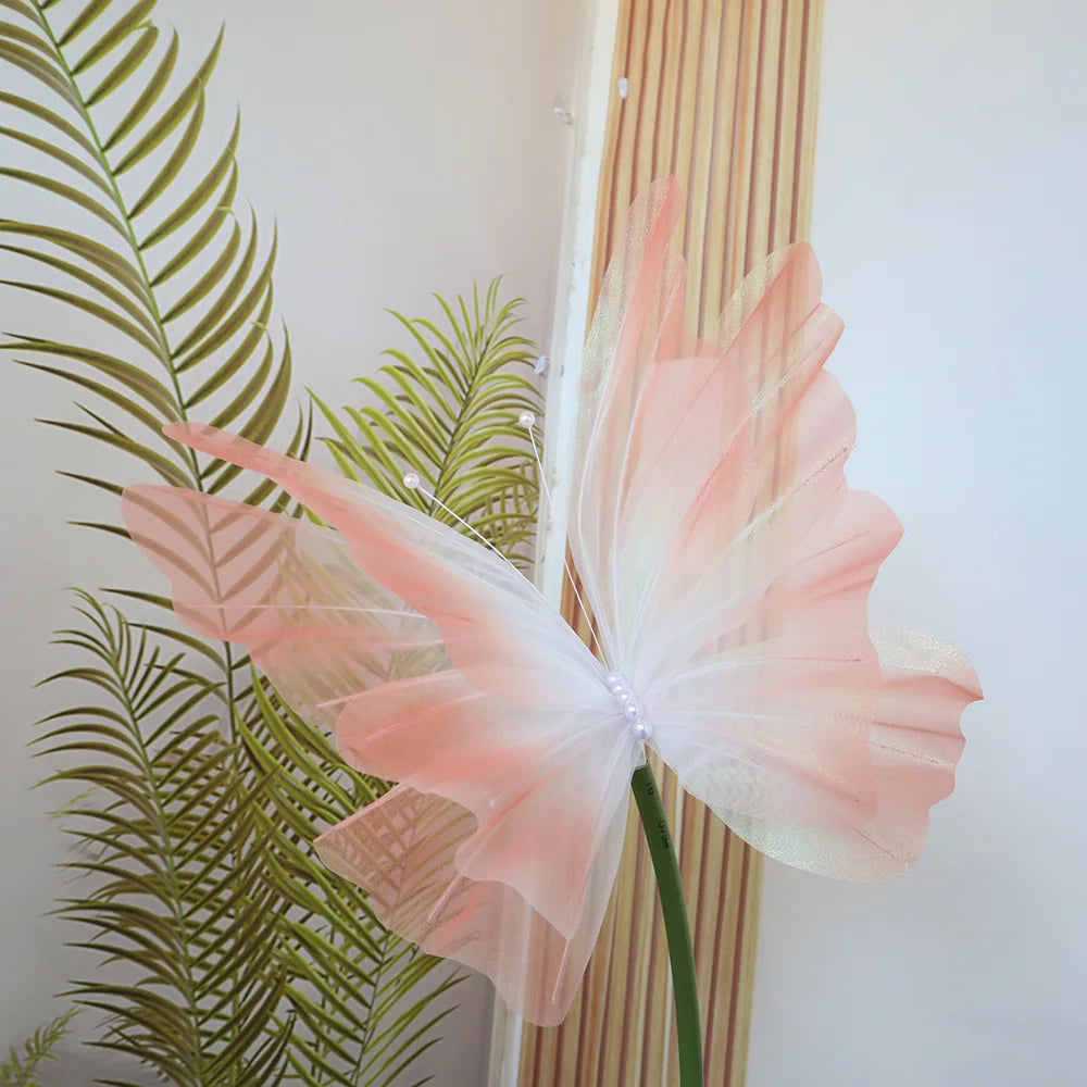 3D Gradient Silk Butterflies – Glitter Layered Butterfly Decorations for Weddings, Parties & Photo Props
