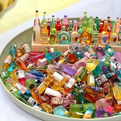50 mini bouteilles de boisson miniatures – Décorations DIY de petites bouteilles de vin pour l'artisanat miniature et les coques de téléphone