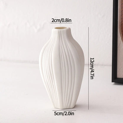 Florero Nórdico de Cerámica Blanca – Jarrón Decorativo Moderno para Sala de Estar, Decoración del Hogar y Escritorio