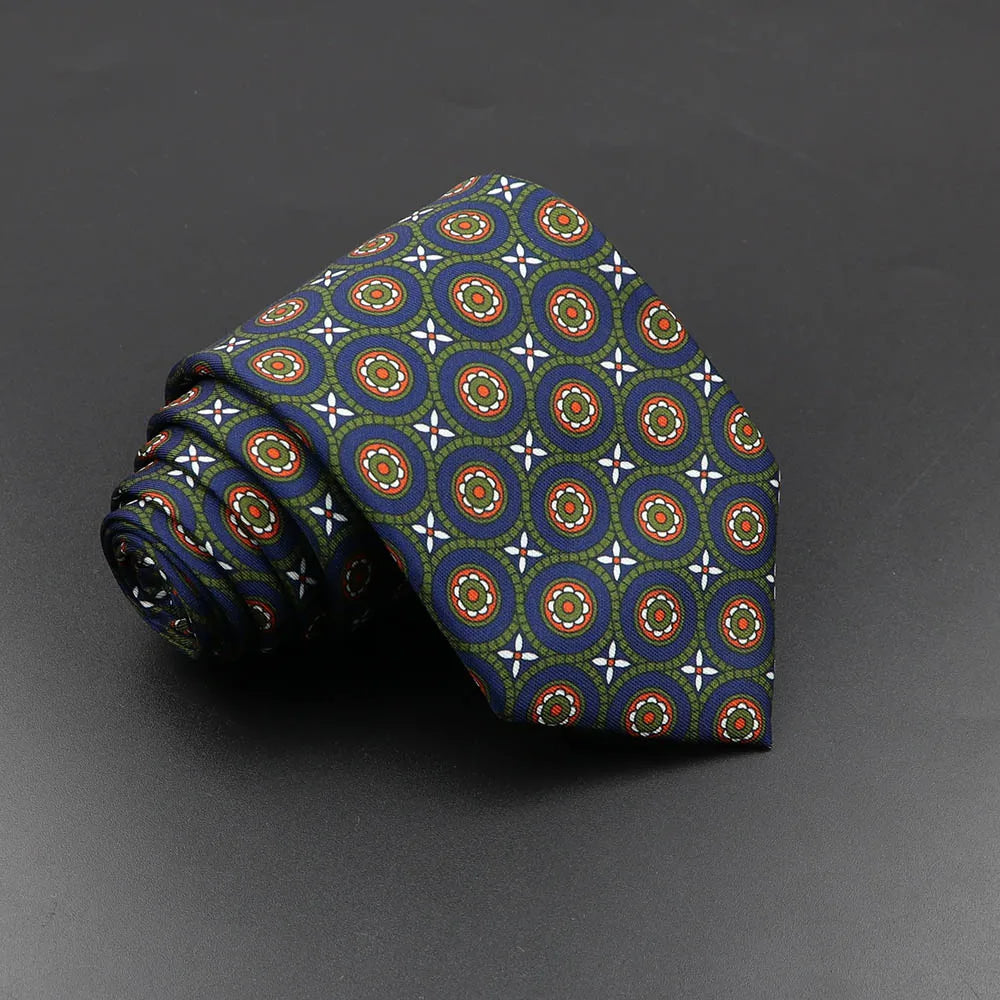 Men's 7.5cm Soft Silk Necktie – Floral & Dot Pattern Tie for Weddings, Business, Parties & Formal Wear
