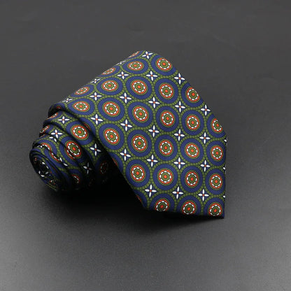 Men's 7.5cm Soft Silk Necktie – Floral & Dot Pattern Tie for Weddings, Business, Parties & Formal Wear