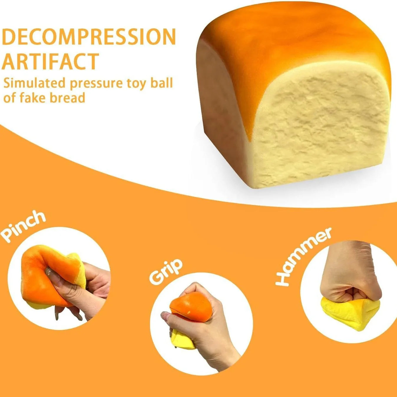 Simulation Bread Squishy Toy – Food-Grade Silicone Slow Rising Stress Relief Squeeze Toy