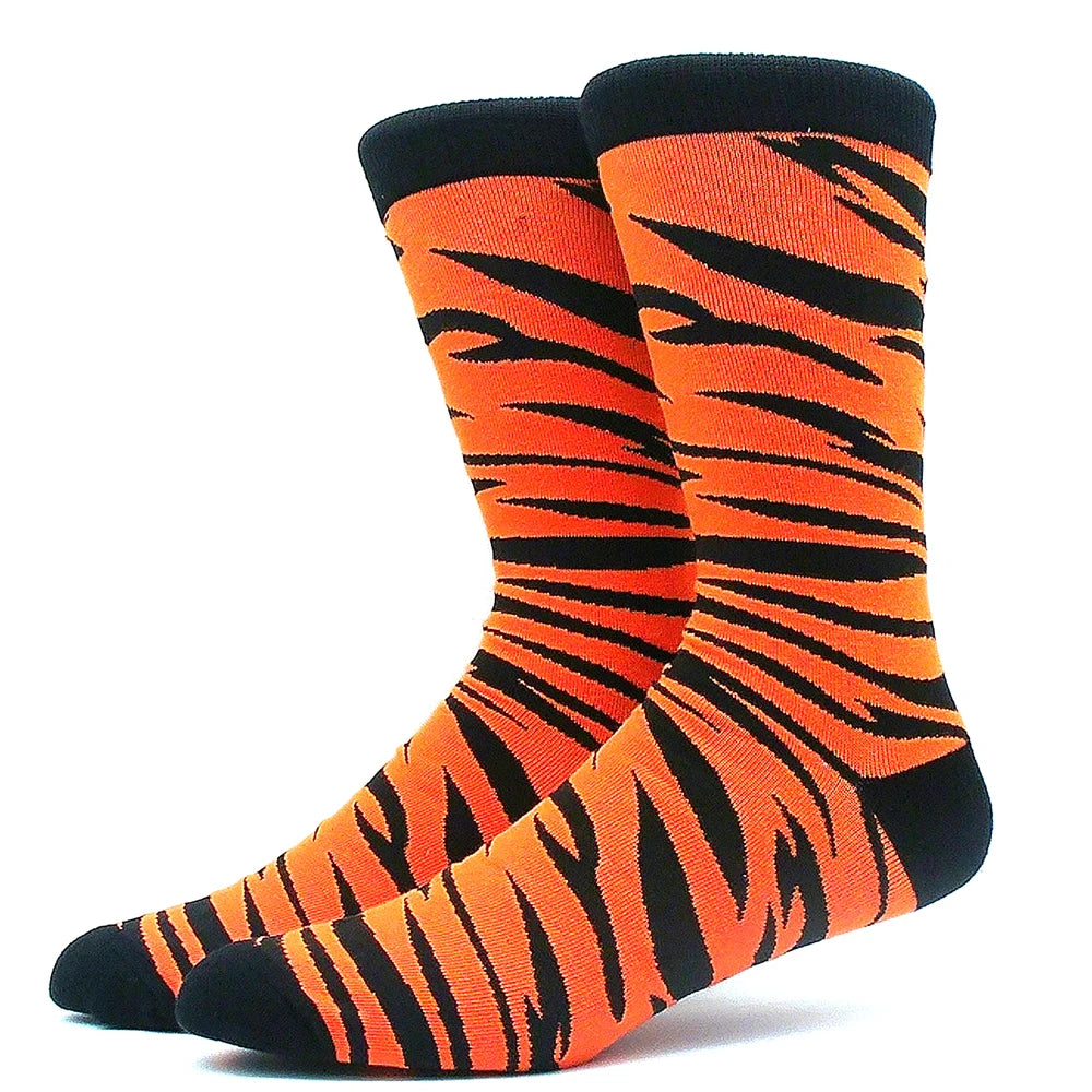 Funny Colorful Hip Hop Socks – Combed Cotton Animal, Astronaut & Geometric Print Socks for Men & Women, Business Dress Wear