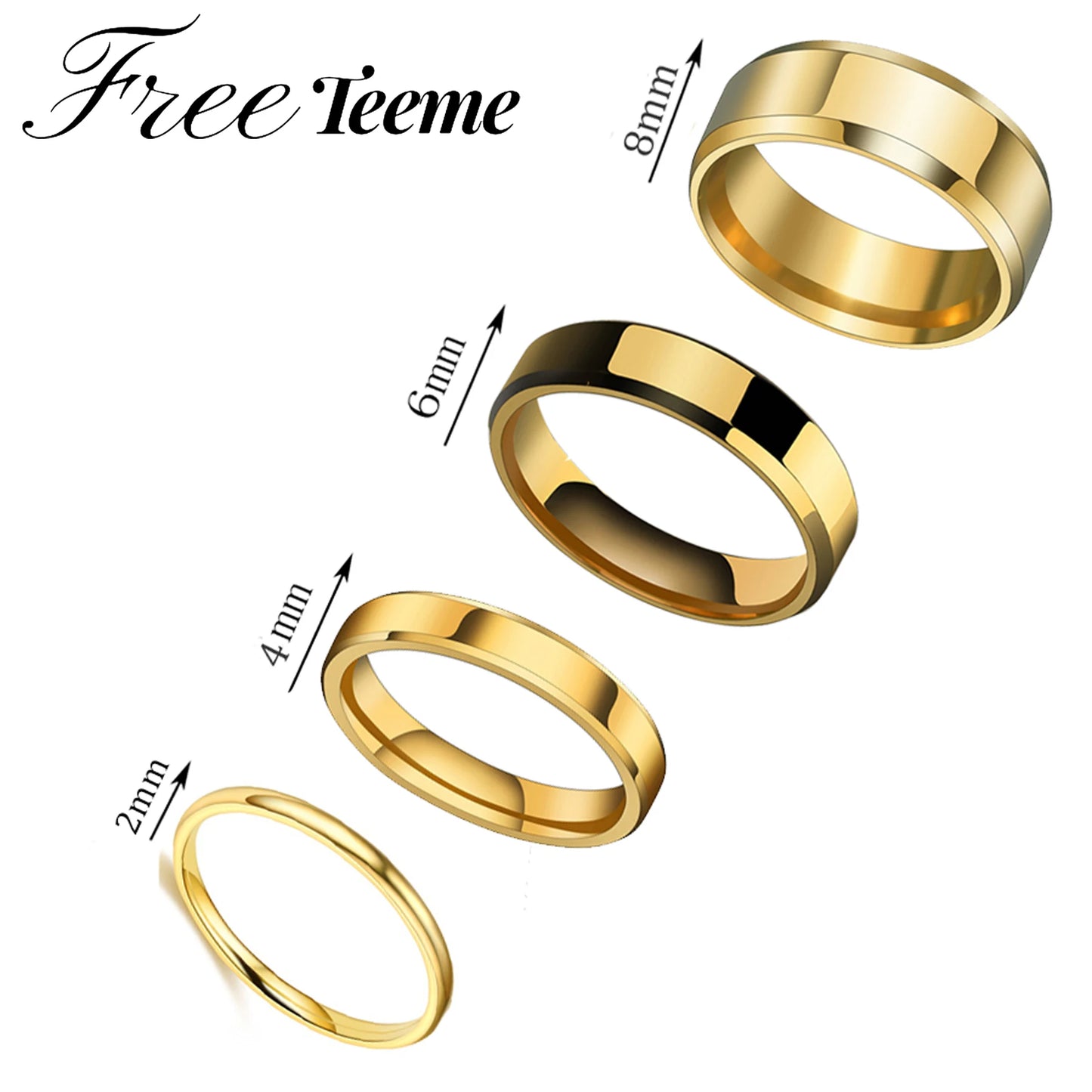 Stainless Steel Wedding Band Ring – 2mm, 4mm, 6mm & 8mm High Polished Smooth Ring for Men & Women | Minimalist Jewelry
