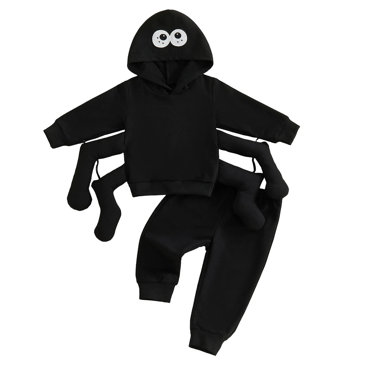 Toddler Baby Boys Halloween Outfit Set, Spider Print Long Sleeve Hoodie Sweatshirt and Elastic Waist Pants, 2-Piece Casual Costume Set for Kids