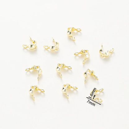 14K & 18K Gold Plated Double Hole Crimp End Clasp Beads – Open Cover Connector Beads for DIY Necklace & Jewelry Making