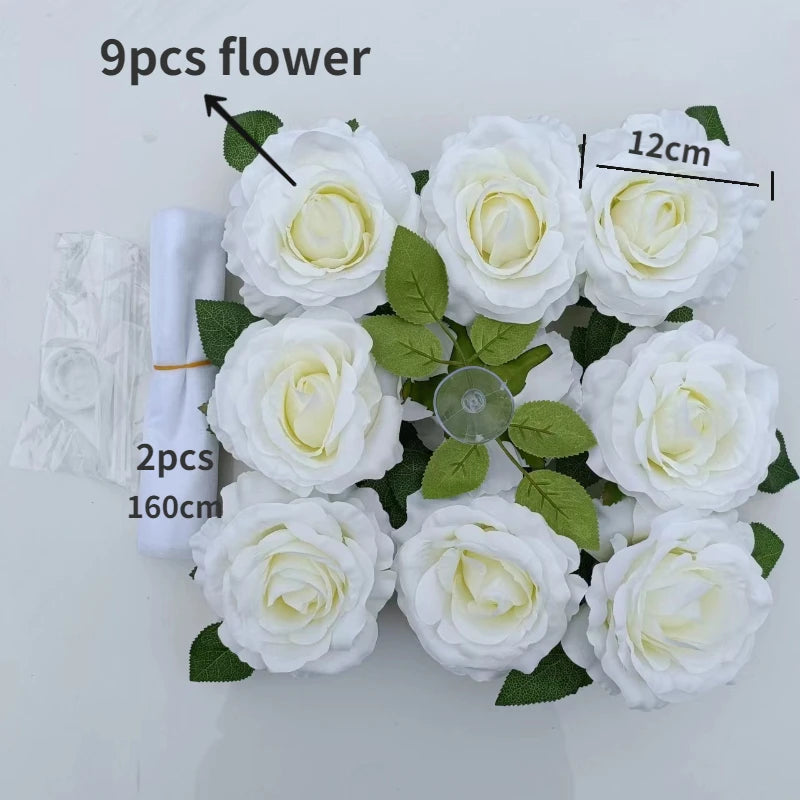 Décoration de voiture de mariage artificielle rose blanche – Ruban de fleurs en soie pour véhicules de mariée et poignées de porte