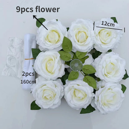 Décoration de voiture de mariage artificielle rose blanche – Ruban de fleurs en soie pour véhicules de mariée et poignées de porte