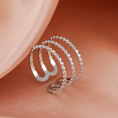 Bague Skyrim en acier inoxydable cœur géométrique pour femme, réglable, ouverte, pour fête, esthétique