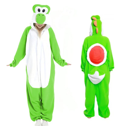 Yoshi Kigurumi Cosplay Onesie – Full Body Pajamas for Adults (Women’s Halloween/Christmas Sleepwear Costume)