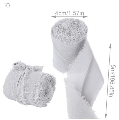 Ruban de soie en mousseline effilochée de 5 m – Ruban fait main déchiré pour bouquet de mariage et emballage cadeau