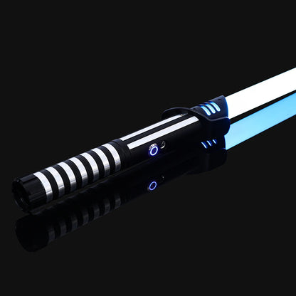 RGB Metal Lightsaber – Dueling Smooth Swing Laser Sword, 16 Color Changing & 16 Sound Effects, FOC Rave Flashing Toy Saber
