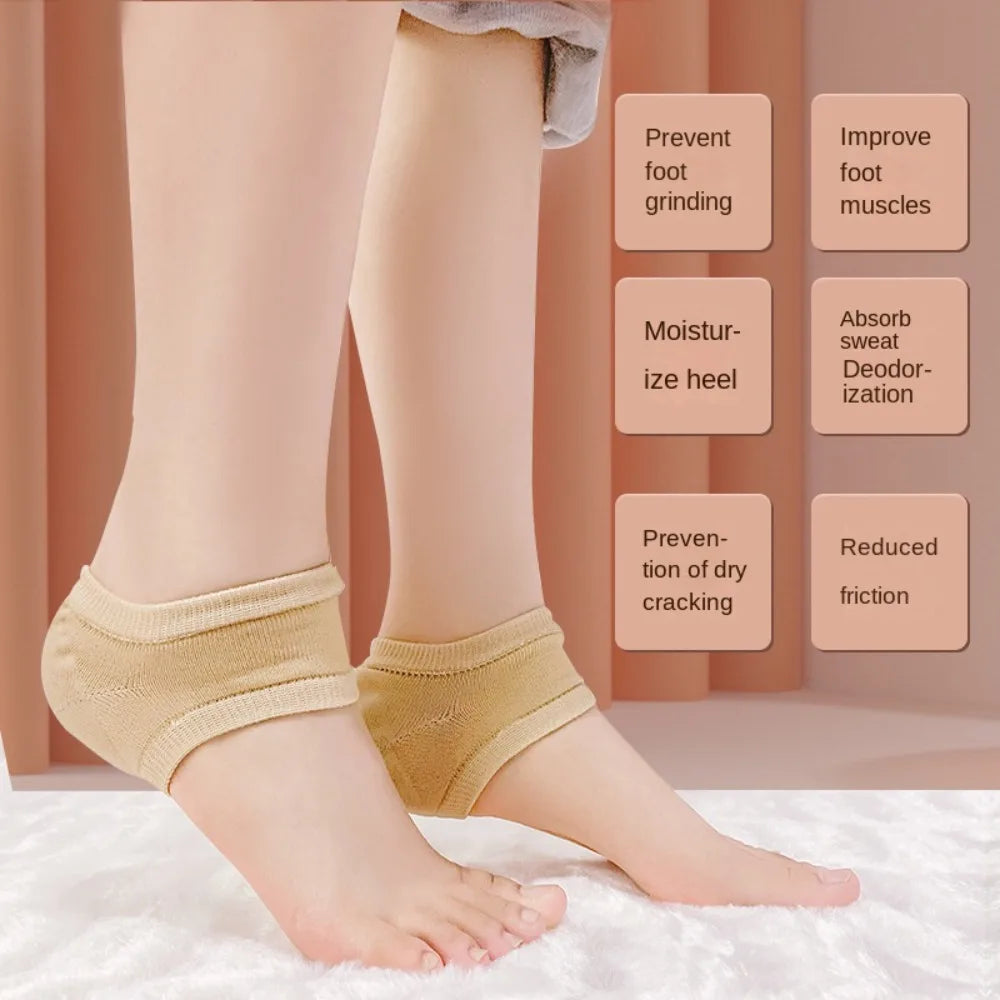 Silicone Heel Protectors – Moisturizing Heel Socks with Anti-Crack Design, Soft Gel Heel Pads for Dry Skin & Everyday Foot Care